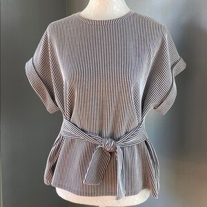 Express Black & White Striped Top